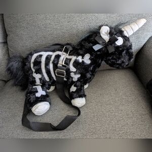 Black Skeleton Unicorn Plush Bag